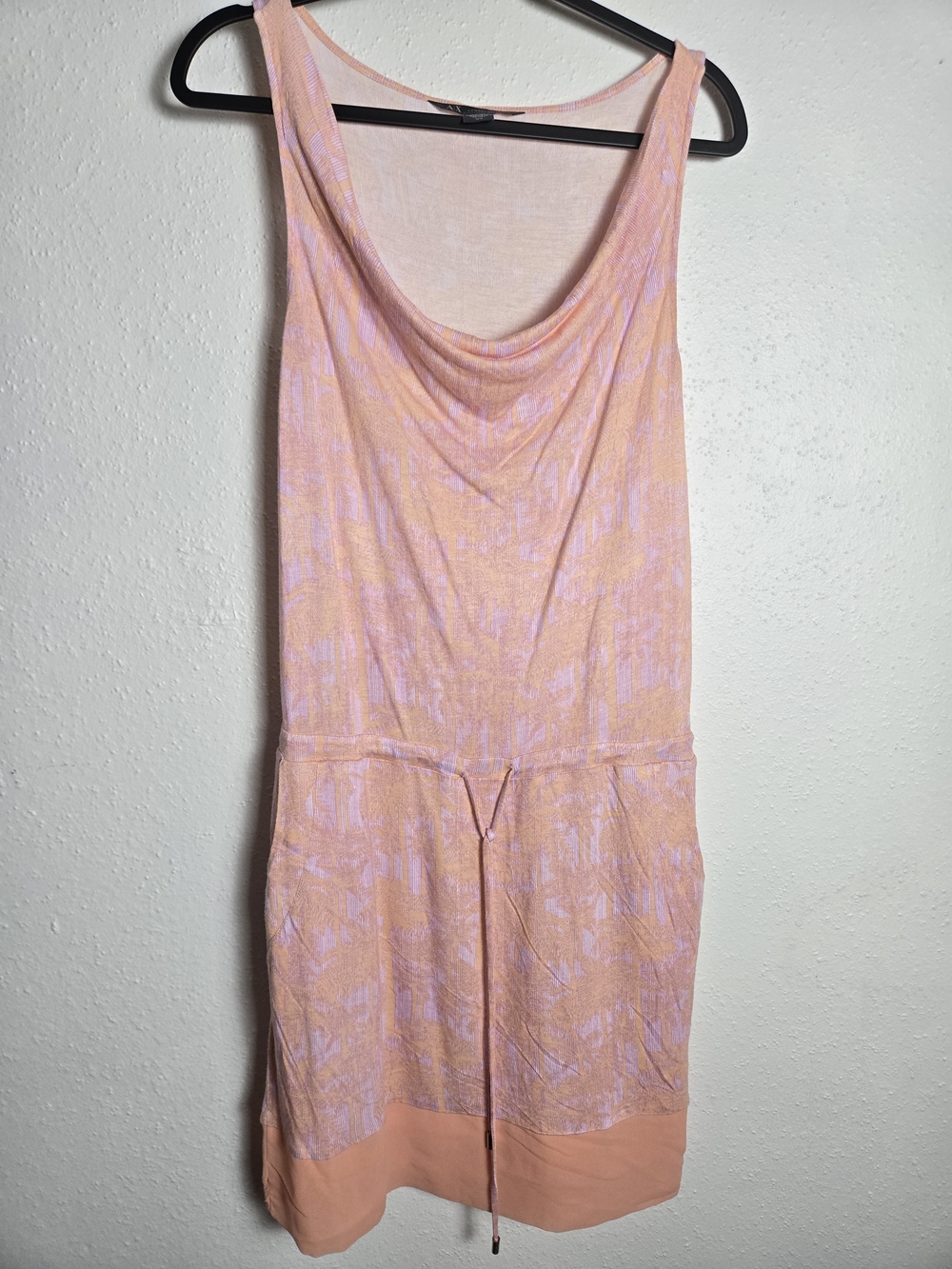 Armani Exchange Peach and Pale Pink Sleeveless Drop Waist Dress